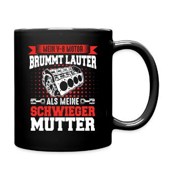 V8 Motor 8 Zylinder Hubraum Auto Tuning Tuner - Tasse einfarbig - Schwarz - Rechts