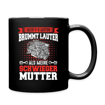 V8 Motor 8 Zylinder Hubraum Auto Tuning Tuner - Tasse einfarbig - Schwarz - Rechts