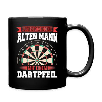 Dart Darts Dartspieler Dartsport - Tasse einfarbig - Schwarz - Rechts