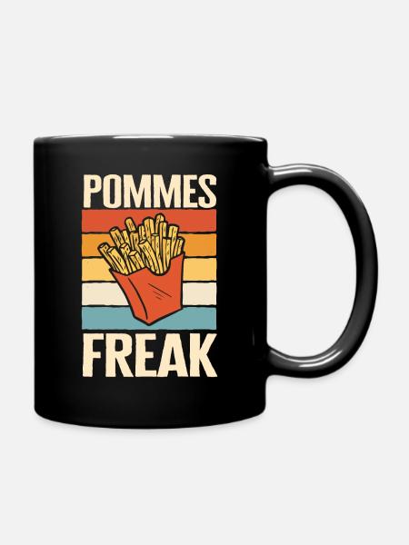 Pommes Frites Fritten Fast Food - Tasse einfarbig - Schwarz