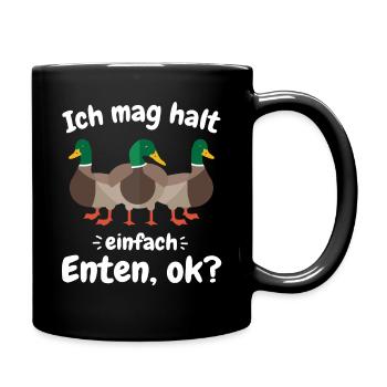 Stockente Entenvögel Ente Dunkelente Vogel - Tasse einfarbig - Schwarz - Rechts