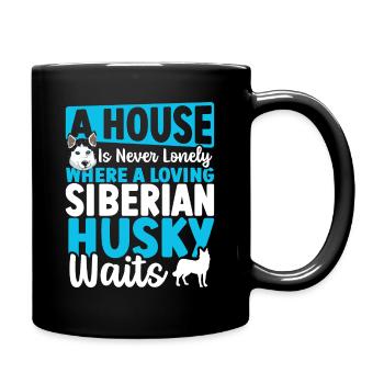 A House Is Never Lonely Where A Loving Siberian - Full Colour Mug - black - Right