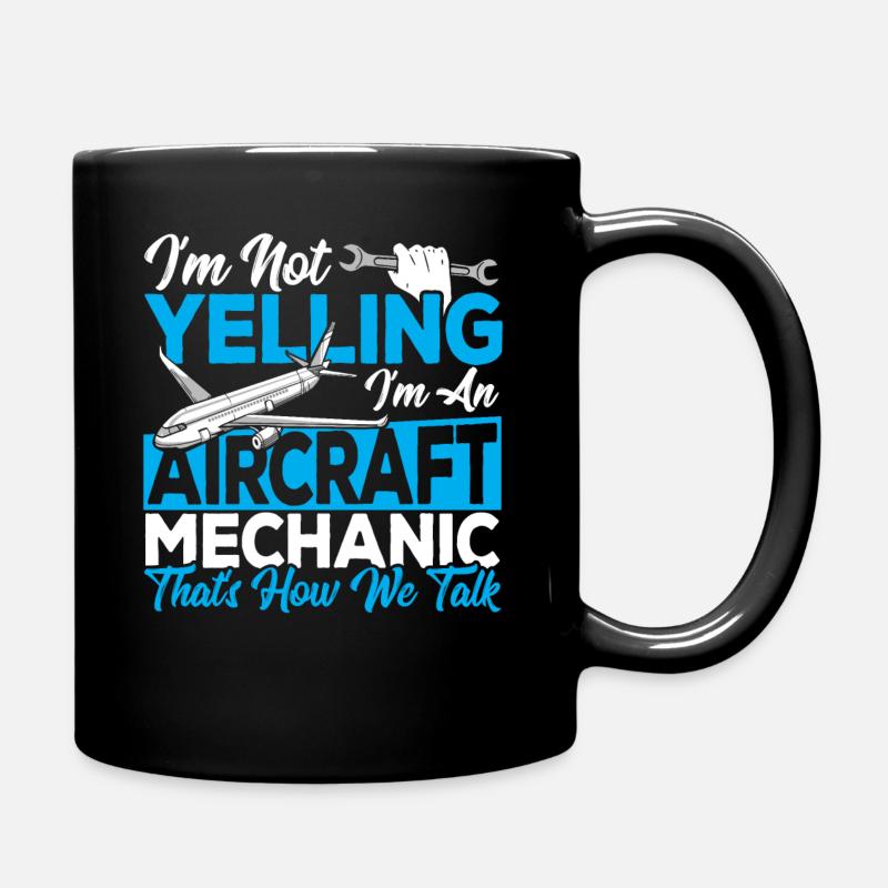 Je ne crie pas, je suis mécanicien d’avion - Mug uni - noir