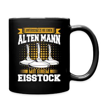 Stockschütze Eisstockschießen Eisstock - Tasse einfarbig - Schwarz - Rechts