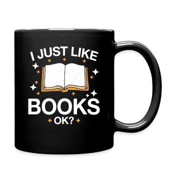 Bücher Buch lesen Bücherei Bibliothek Bücherwurm - Tasse einfarbig - Schwarz - Rechts
