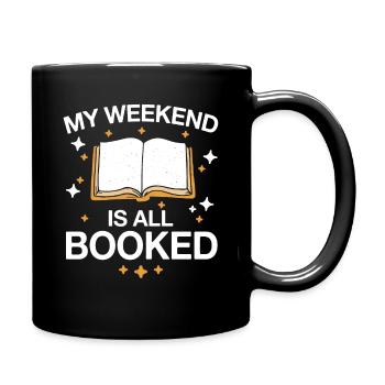Bücher Buch lesen Bücherei Bibliothek Bücherwurm - Tasse einfarbig - Schwarz - Rechts