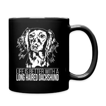 Long Haired Dachshund life is better Dog Wilsigns - Full Colour Mug - black - Right