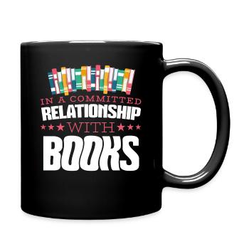 Bücher Buch lesen Bücherei Bibliothek Bücherwurm - Tasse einfarbig - Schwarz - Rechts