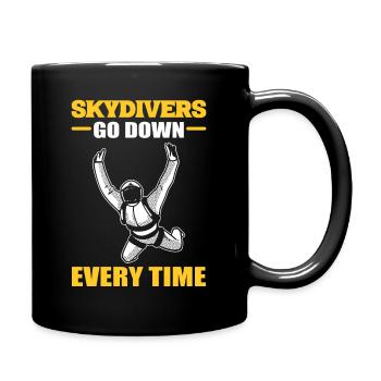 Skydivers Go Down Every Time Skydiving Parachuting - Full Colour Mug - black - Right