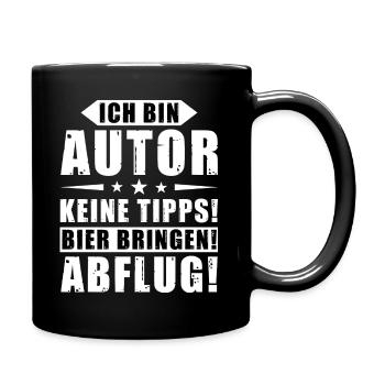 Ich bin Autor - Keine Tipps! Bier bringen! - Tasse einfarbig - Schwarz - Rechts
