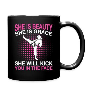 Karate Karatekämpfer Kampfkunst - Tasse einfarbig - Schwarz - Rechts