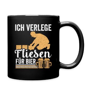 Ich legen Fliesen für Bier Fliesenleger Baustelle - Tasse einfarbig - Schwarz - Rechts
