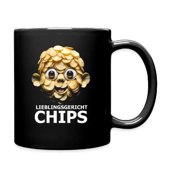 Chips essen - Tasse einfarbig - Schwarz - Rechts