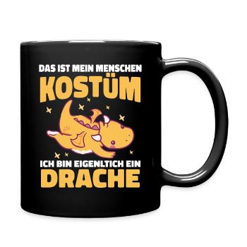 Drache Drachen Mystisch Fabelwesen - Tasse einfarbig - Schwarz - Rechts