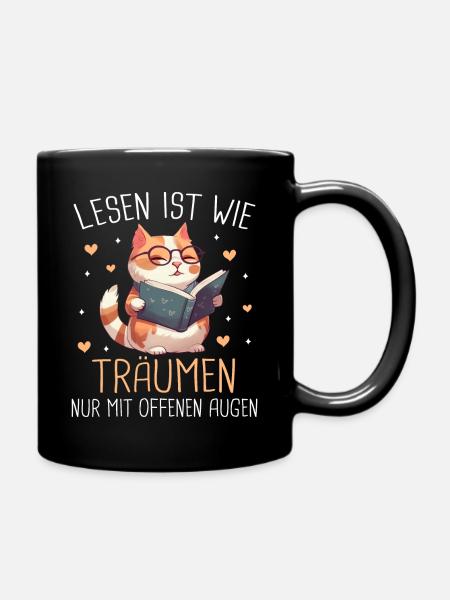 Buch Lesen Bücher Buch Nerd Bücherwurm - Tasse einfarbig - Schwarz