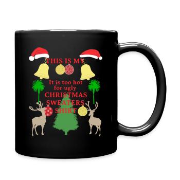 Hirsch, Weihnachtbaum Kugeln Glocken, Weihnachten - Tasse einfarbig - Schwarz - Rechts
