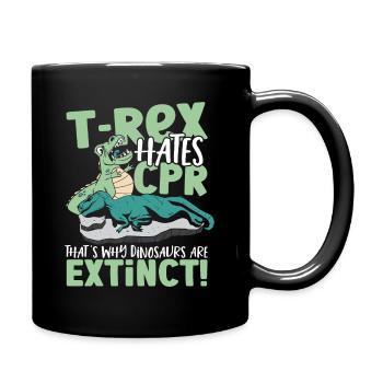 T-Rex hasst HLW Deshalb sind Dinosaurier - Tasse einfarbig - Schwarz - Rechts