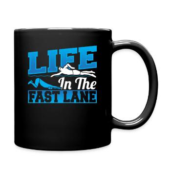 La vie du nageur sur la voie rapide Natation - Mug uni - noir - Droite