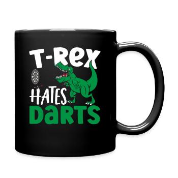 T-Rex hasst Darts T-Rex Dinosaurier-Liebhaber - Tasse einfarbig - Schwarz - Rechts