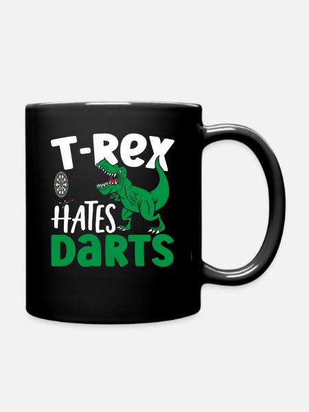 T-Rex hasst Darts T-Rex Dinosaurier-Liebhaber - Tasse einfarbig - Schwarz