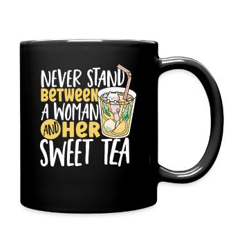 Thé sucré Ne vous mettez jamais entre une femme et une femme - Mug uni - noir - Droite