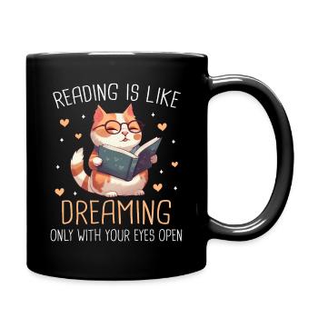 Bücher Buch lesen Bücherei Bibliothek Bücherwurm - Tasse einfarbig - Schwarz - Rechts