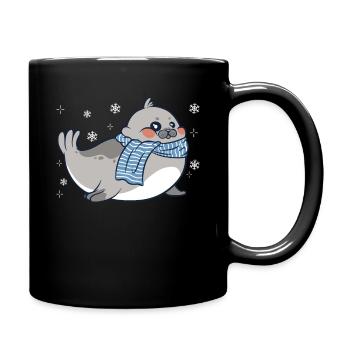 Robbe Robben Tier Seelöwe - Tasse einfarbig - Schwarz - Rechts