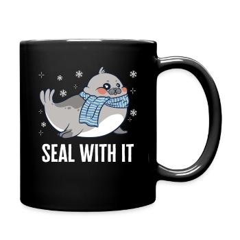 Robbe Robben Tier Seelöwe - Tasse einfarbig - Schwarz - Rechts