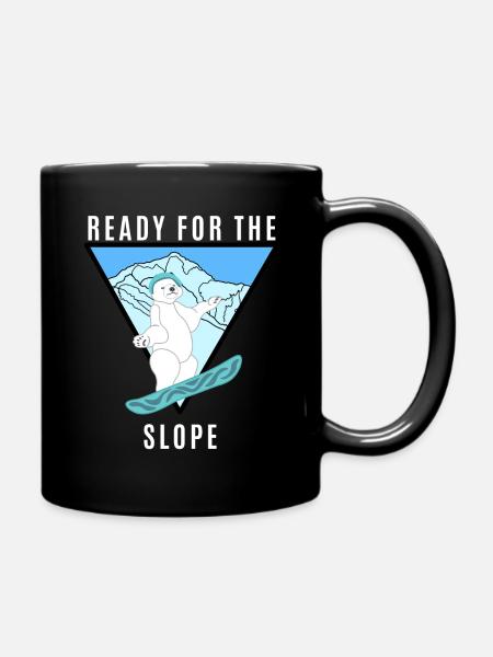 Ours Polaire Bébé, Snowboard Ours Polaire, Pente D’hiver Drôle - Mug uni - noir