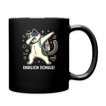 Schule Endlich Katze - Tasse einfarbig - Schwarz - Rechts