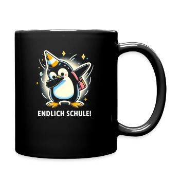 Pinguin Schule - Tasse einfarbig - Schwarz - Rechts