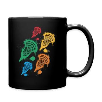 Lacrosse Player Ball Racket Lacrosse Kids - Full Colour Mug - black - Right