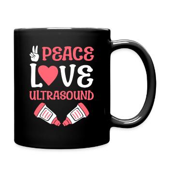 Ultraschalltechniker Peace Love - Tasse einfarbig - Schwarz - Rechts