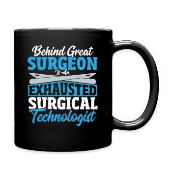 Hinter einem großen Chirurgen steht ein - Tasse einfarbig - Schwarz - Rechts