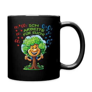 Der Freundliche Baum - hell - Tasse einfarbig - Schwarz - Rechts