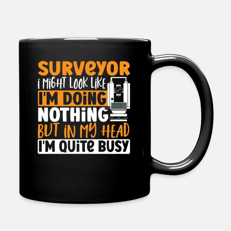 Vermessungsingenieur Ich sehe vielleicht so aus, - Tasse einfarbig - Schwarz