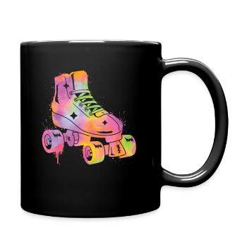 Rollschuh Roller Skating Damen Mädchen Rollschuhe - Tasse einfarbig - Schwarz - Rechts