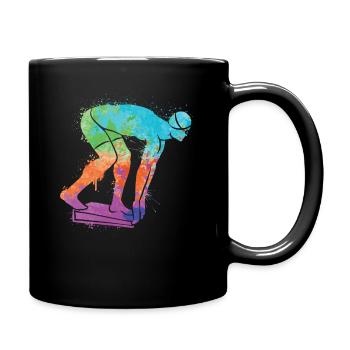 Schwimmen Schwimmer Mädchen Jungen Kinder Schwimm - Tasse einfarbig - Schwarz - Rechts