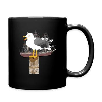 Mouette, Mouette, Voilier, Voilier, Marin, - Mug uni - noir - Droite