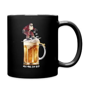 Ho Ho hol mir mal ein Bier Weihnachtsmann Surfen - Tasse einfarbig - Schwarz - Rechts