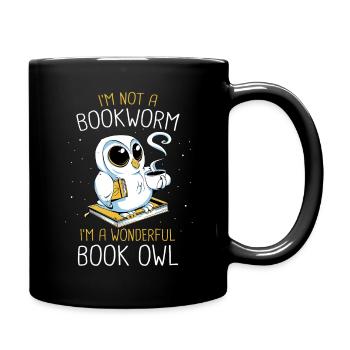 Bücher Buch lesen Bücherei Bibliothek Bücherwurm - Tasse einfarbig - Schwarz - Rechts