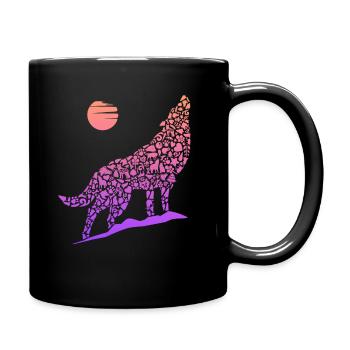 Heulender Wolf Wolfssilhouette Kinder Damen Wölfe - Tasse einfarbig - Schwarz - Rechts