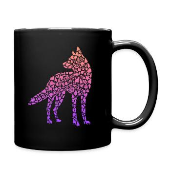 Heulender Wolf Kinder Wolfssilhouette Damen Wölfe - Tasse einfarbig - Schwarz - Rechts