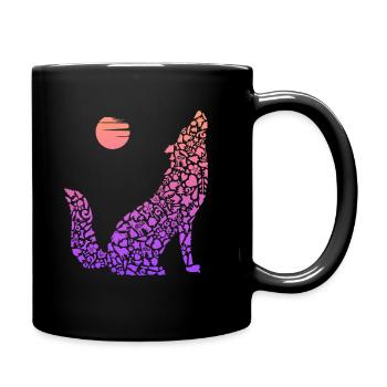 Heulender Wolf Tier Wolfssilhouette Damen Wölfe - Tasse einfarbig - Schwarz - Rechts
