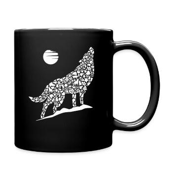 Heulender Wolf Wolfssilhouette Kinder Wölfe - Tasse einfarbig - Schwarz - Rechts