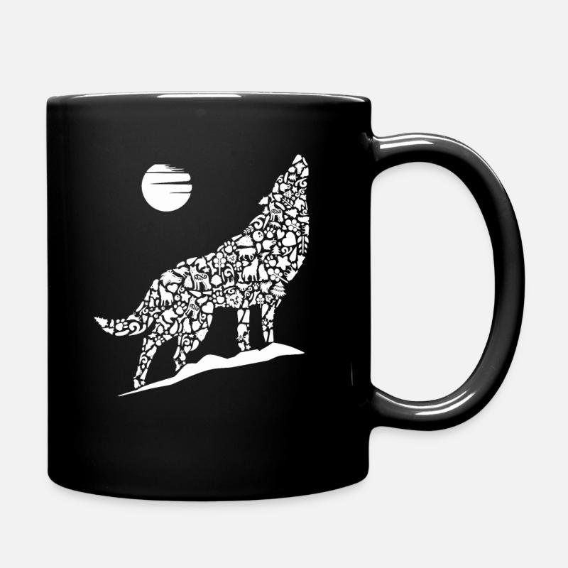 Loup Hurlant Loup Silhouette Enfants Loups - Mug uni - noir