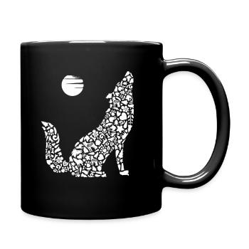 Heulender Wolf Tier Wolfssilhouette Mädchen Wölfe - Tasse einfarbig - Schwarz - Rechts