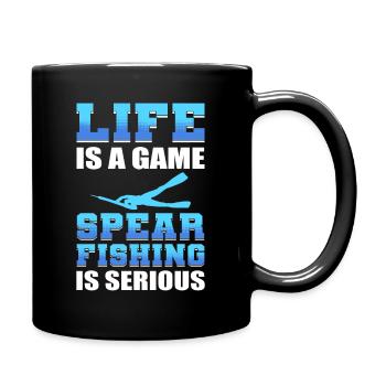 Life Is A Game Spearfishing Is Serious - Tasse einfarbig - Schwarz - Rechts