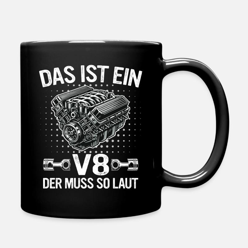 V8 Motor 8 Zylinder Hubraum Auto Tuning Tuner - Tasse einfarbig - Schwarz