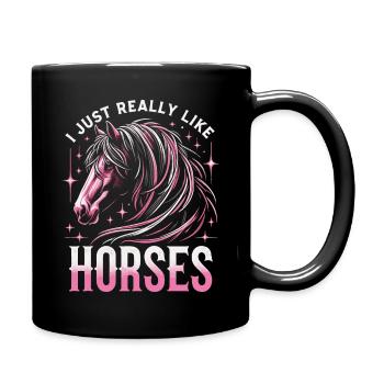 Pferd Pferde Reiten Pferdereiten Sprungreiten - Tasse einfarbig - Schwarz - Rechts